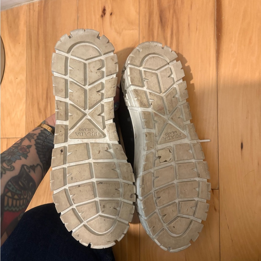 Prada black lug sole flatform sneakers, 40/10 - Picture 3 of 6